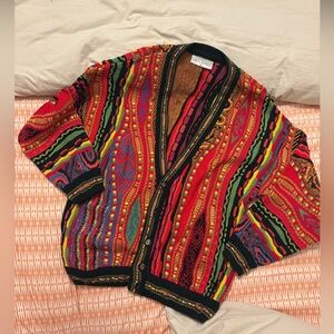 Carlo Alberto coogi style multicolored textured knit cardigan